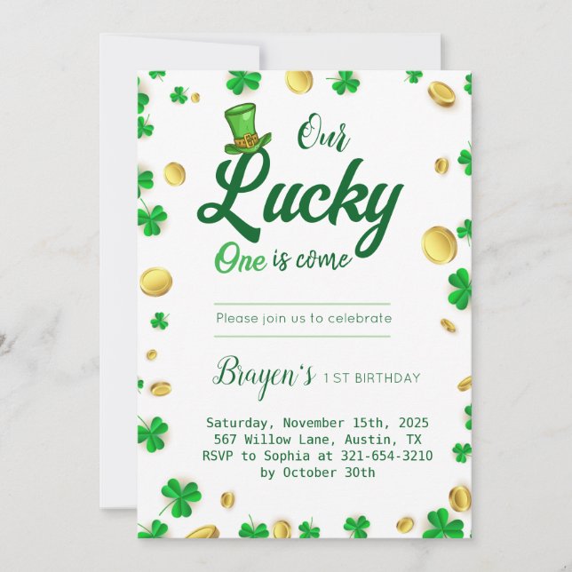 Lucky Little One - St. Patrick's Day Baby Shower Inbjudningar (Framsida)