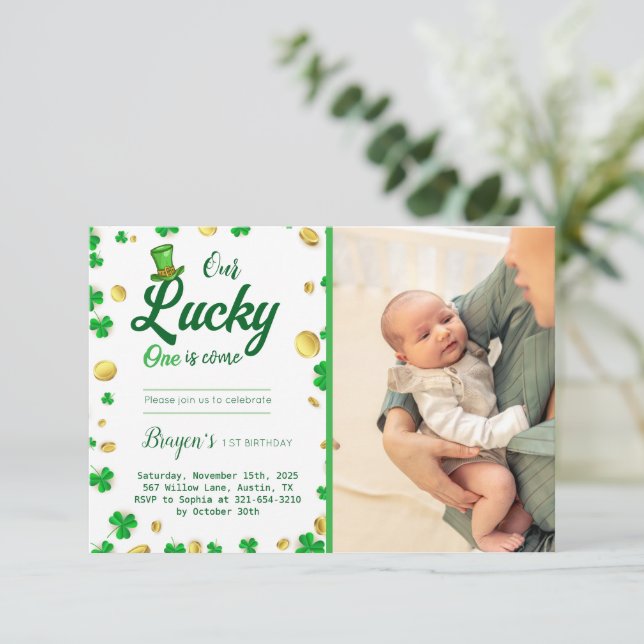 Lucky Little One - St. Patrick's Day Baby Shower Inbjudningar (Stående Fram)