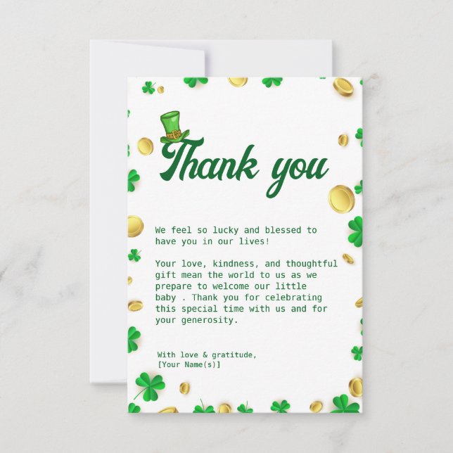 Lucky Little One - St. Patrick's Day Baby Shower Tack Kort (Framsida)