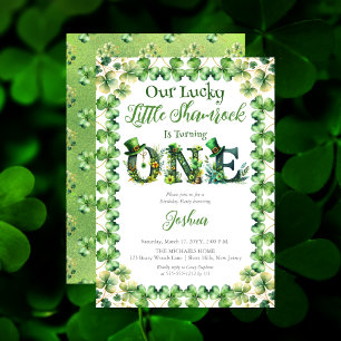 Lucky Little Shamrock 1st Birthday Party Inbjudningar