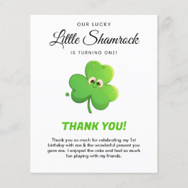 Lucky Little Shamrock 1st Birthday Tack you Card