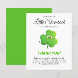 Lucky Little Shamrock 1st Birthday Tack you Card