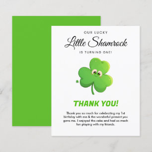 Lucky Little Shamrock 1st Birthday Tack you Card