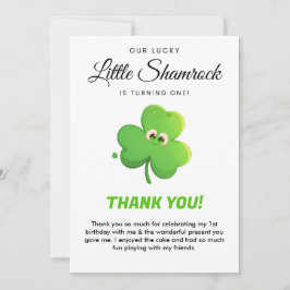 Lucky Little Shamrock 1st Birthday Tack you Card Inbjudningar