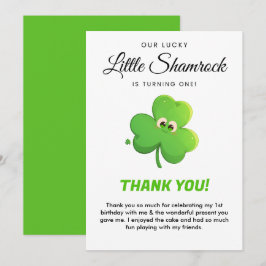 Lucky Little Shamrock 1st Birthday Tack you Card Inbjudningar