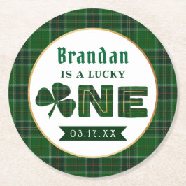 Lucky Little Shamrock 1st Birthday Underlägg Papper Rund