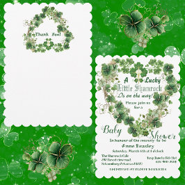 Lucky Little Shamrock 4 Löv Klöver Baby Shower Inbjudningar