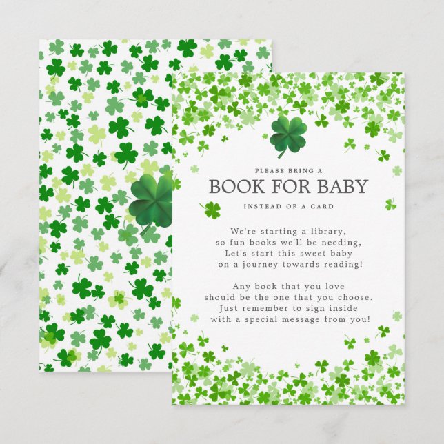Lucky Little Shamrock Baby Shower Bok för Baby en Tilläggskort (Fram/baksida)