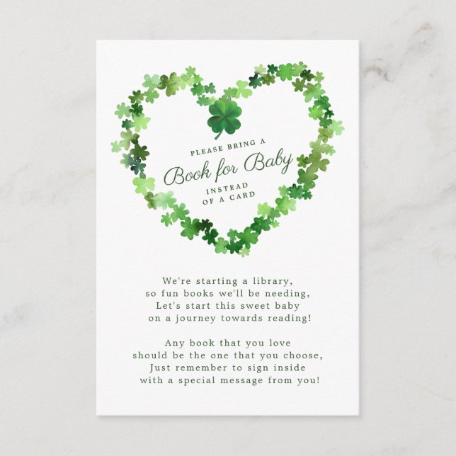 Lucky Little Shamrock Baby Shower Bok för Baby Tilläggskort (Framsida)