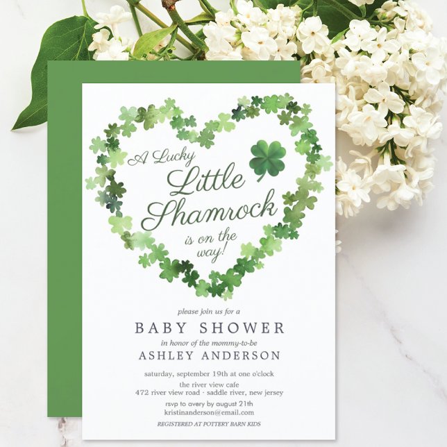 Lucky Little Shamrock Baby Shower-inbjudan Inbjudningar (Skapare uppladdad)