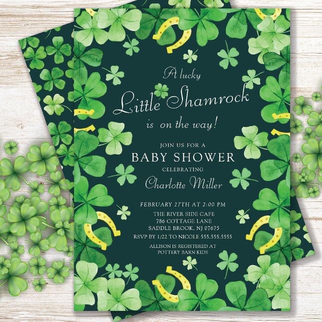 Lucky Little Shamrock Baby Shower-inbjudan Inbjudningar (Skapare uppladdad)