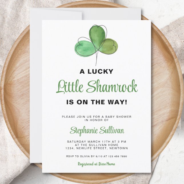 Lucky Little Shamrock Baby Shower-inbjudan Inbjudningar (Skapare uppladdad)