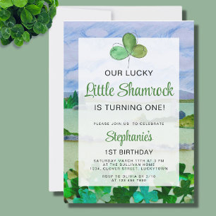 Lucky Little Shamrock First Birthday Inbjudningar