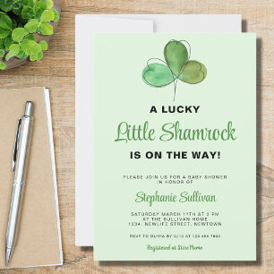 Lucky Little Shamrock Grönt Baby Shower Inbjudningar