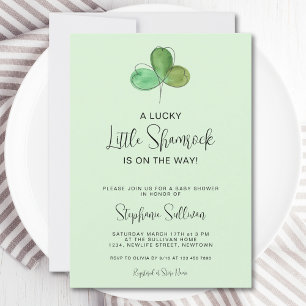 Lucky Little Shamrock Grönt Baby Shower Inbjudningar