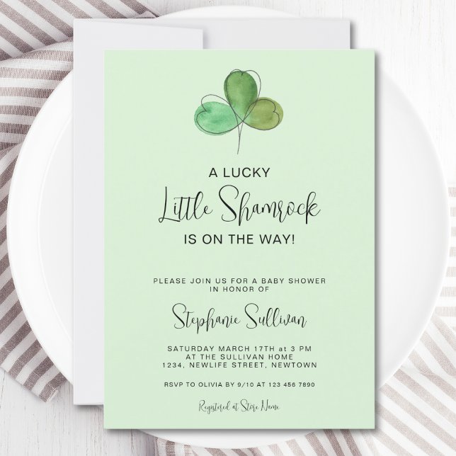 Lucky Little Shamrock Grönt Baby Shower Inbjudningar (Skapare uppladdad)