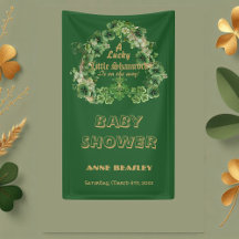 Lucky Little Shamrock Grönt Guld Löv Baby Shower