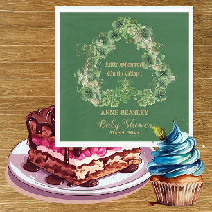 Lucky Little Shamrock Grönt Guld Löv Baby Shower Pappersservett