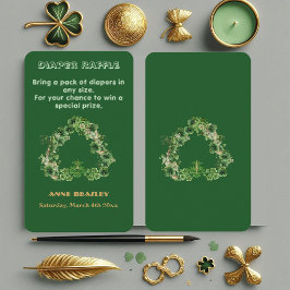 Lucky Little Shamrock Grönt Guld Löv Baby Shower Tilläggskort