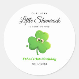 Lucky Little Shamrock Klöver 1:a födelsedagen Runt Klistermärke