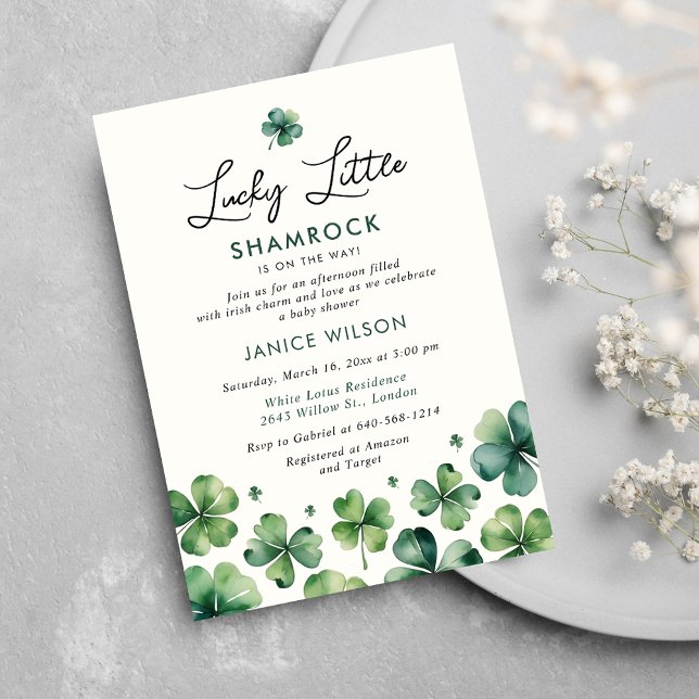 Lucky Little Shamrock St. Patrick's Baby Shower Inbjudningar (Skapare uppladdad)