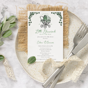 Lucky Little Shamrock St Patricks Baby Shower Inbjudningar