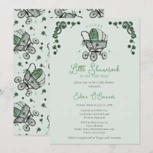 Lucky Little Shamrock St Patricks Baby Shower Inbjudningar