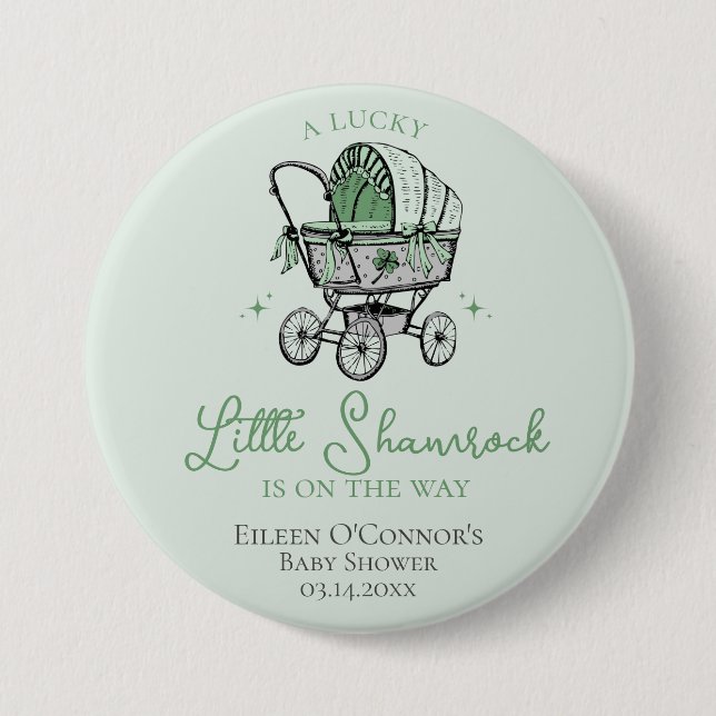 Lucky Little Shamrock St Patricks Baby Shower Knapp (Framsida)