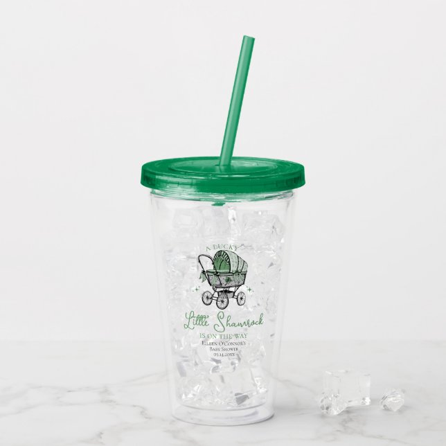 Lucky Little Shamrock St Patricks Baby Shower Take Away Mugg (Baksida Ice)
