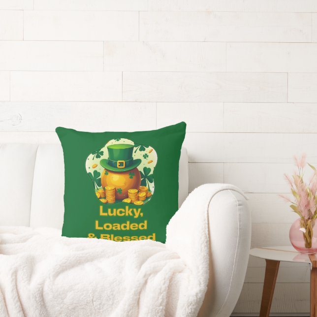 Lucky Loaded Blessed St Patrick’s Day - almofada Kudde (Soffa)