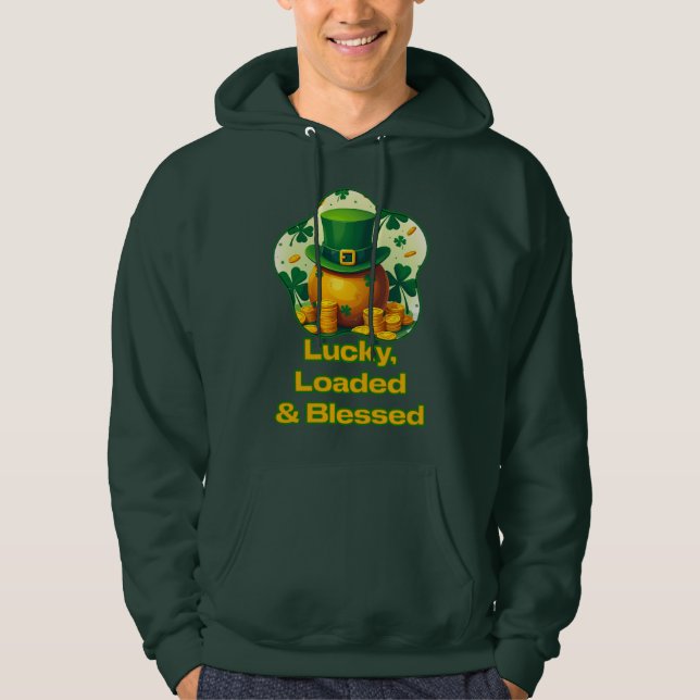 Lucky Loaded Blessed St Patrick’s Day  - camiseta Hoodie (Framsida)