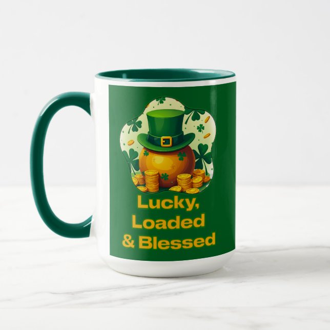 Lucky Loaded Blessed St Patrick’s Day  - caneca Mugg (Vänster)