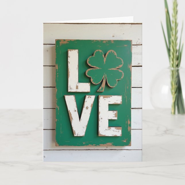 Lucky Love Wooden Sign Card Kort (Framsida)