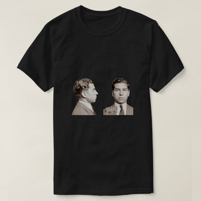 Lucky Luciano Mugshot Classic T Shirt (Design framsida)