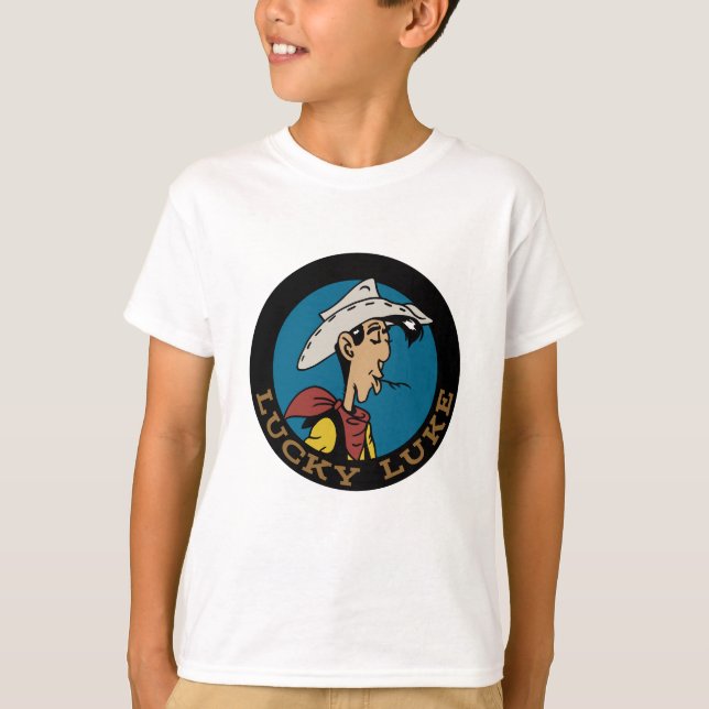 Lucky Luke tecknad cowboy i cirkeldesign T Shirt (Framsida)