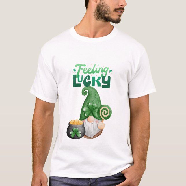 Lucky Lycklig St. Patrick's Day T-Shirt (Framsida)