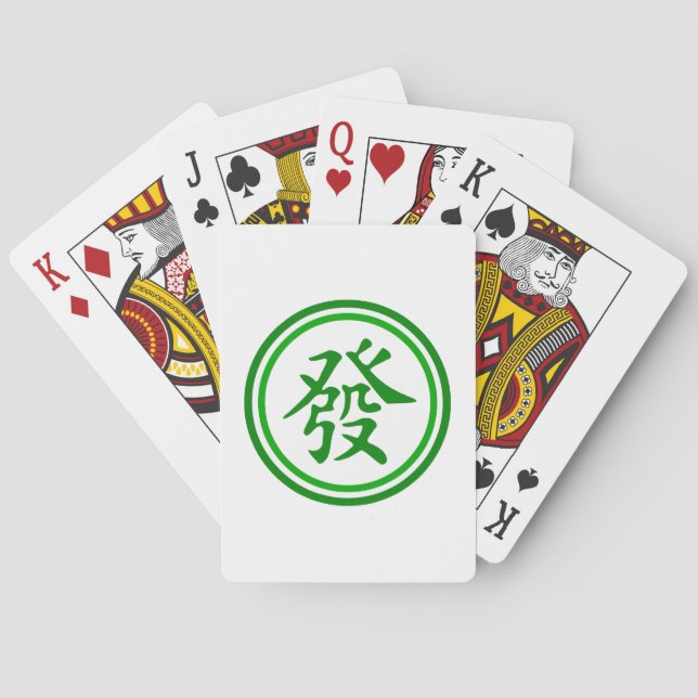 Lucky Mahjong Symbol - Grönt and White Spelkort (Baksidan)
