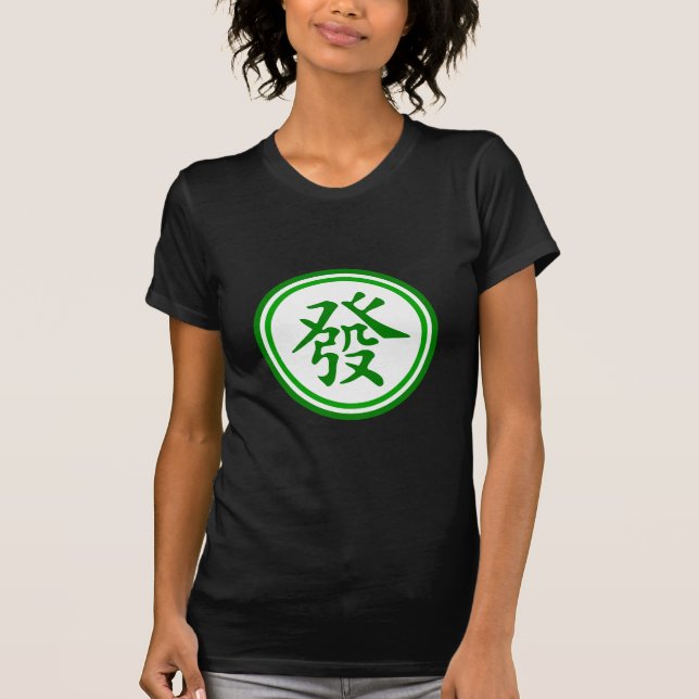 Lucky Mahjong Symbol - Grönt and White Tee (Framsida)