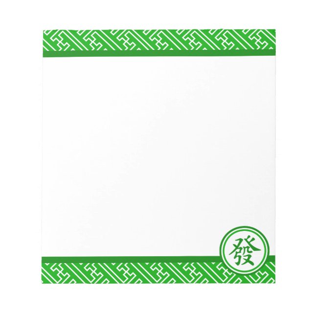 Lucky Mahjong Symbol - Mörk grönt Anteckningsblock (Framsida)