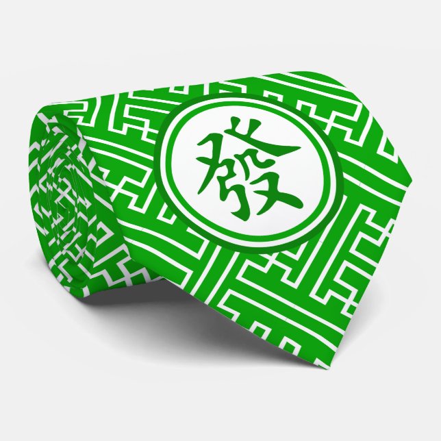 Lucky Mahjong Symbol - Mörk grönt Slips (Rullad)