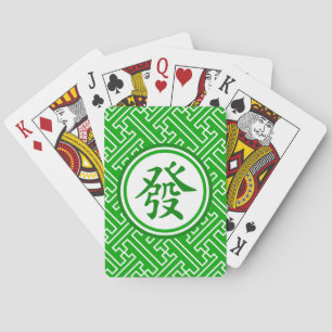 Lucky Mahjong Symbol - Mörk grönt Spelkort