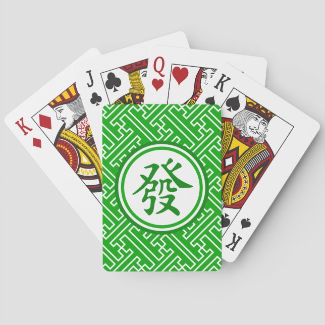 Lucky Mahjong Symbol - Mörk grönt Spelkort (Baksidan)