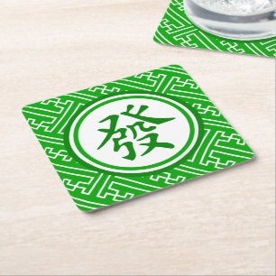Lucky Mahjong Symbol Underlägg Papper Kvadrat