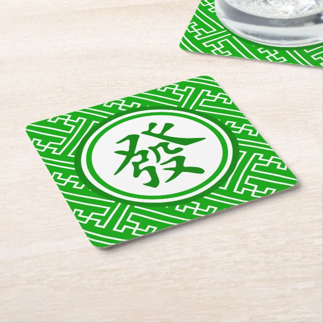 Lucky Mahjong Symbol Underlägg Papper Kvadrat (Vinklad)