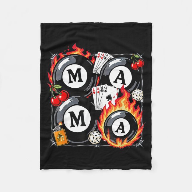 Lucky Mama Billiard 8 Cherry Mother's Day Mom Life Fleecefilt (Framsidan)