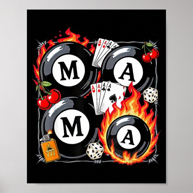 Lucky Mama Billiard 8 Cherry Mother's Day Mom Life Poster (Framsidan)