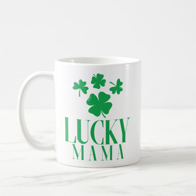 Lucky Mama Classic Mugg – Shamrock Mamma Kaffe Kop (Vänster)