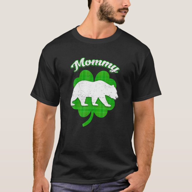 Lucky Mamma Bear Klöver Irish Funny Matching St Pa T Shirt (Framsida)