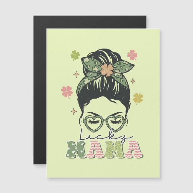 Lucky Mamma - Messy Bun - Klöver St. Patrick's (Fram/baksida)