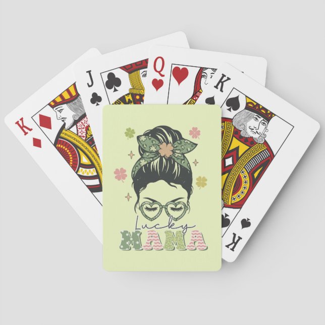 Lucky Mamma - Messy Bun - Klöver St. Patrick's Casinokort (Baksidan)